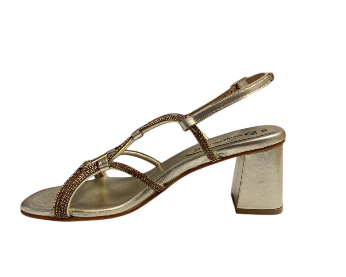 SANDALI GIOIELLO DONNA "DIVINE FOLLIE" 24203 VERA PELLE GOLD/STRASS PRIMAVERA/ESTATE 2025