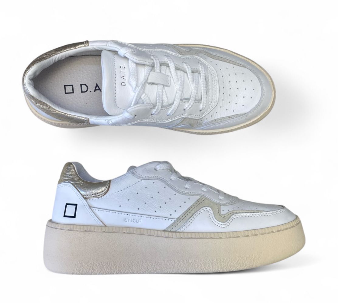 Sneakers Donna "D.A.T.E." Step Calf  Bianco/Platino