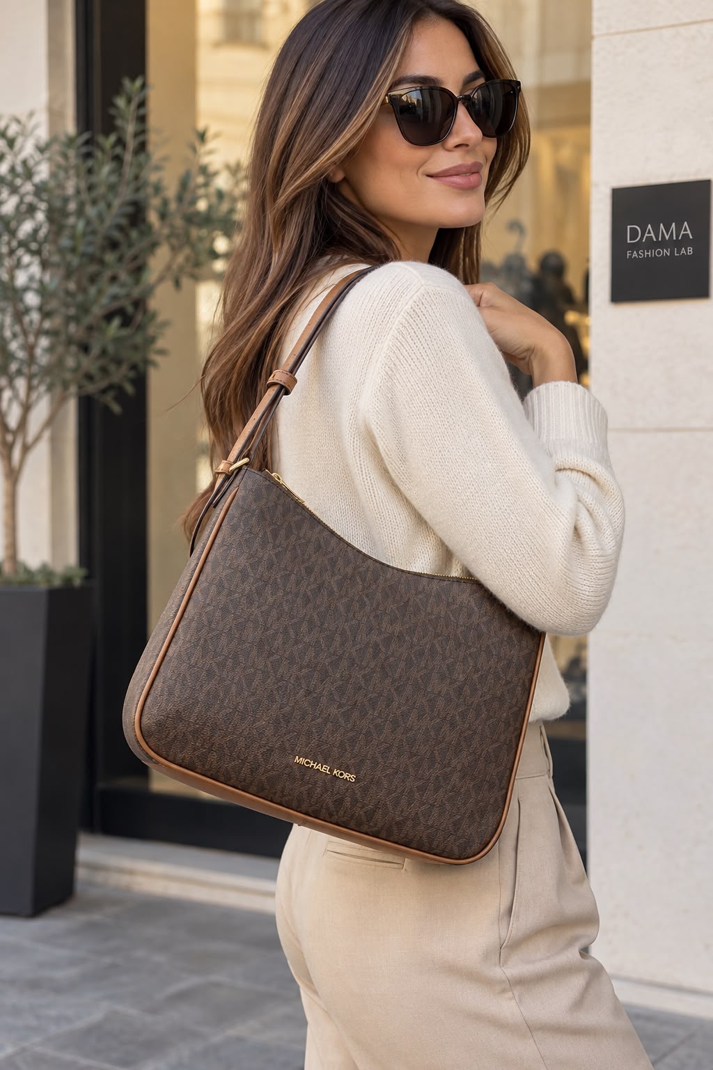 Borsa Donna “MICHAEL KORS” NAYLA 35S6G5ZM2B MD MESSANGER BROWN MARRONE