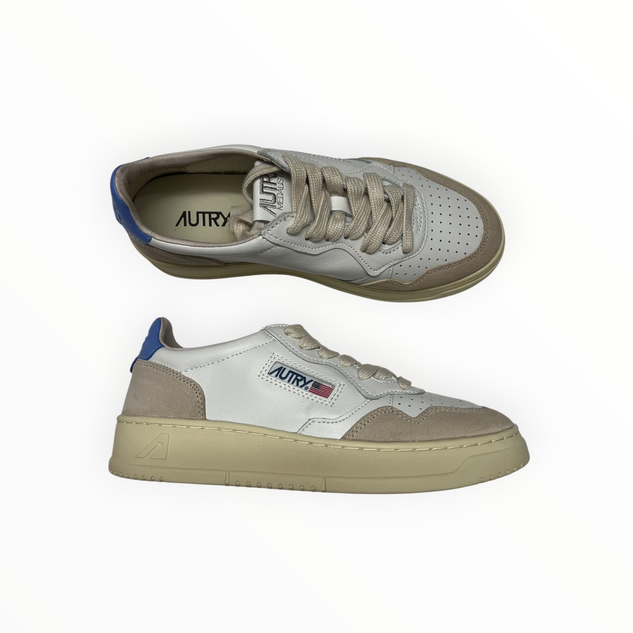 SNEAKERS DONNA “AUTRY” MEDALIST AULW LS55 PELLE BIANCO/LAVAGNA