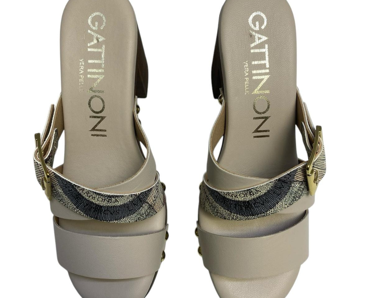 SANDALI DONNA “GATTINONI CIRCUS” FAYETTE16 PRIMAVERA ESTATE 2025 PELLE BEIGE