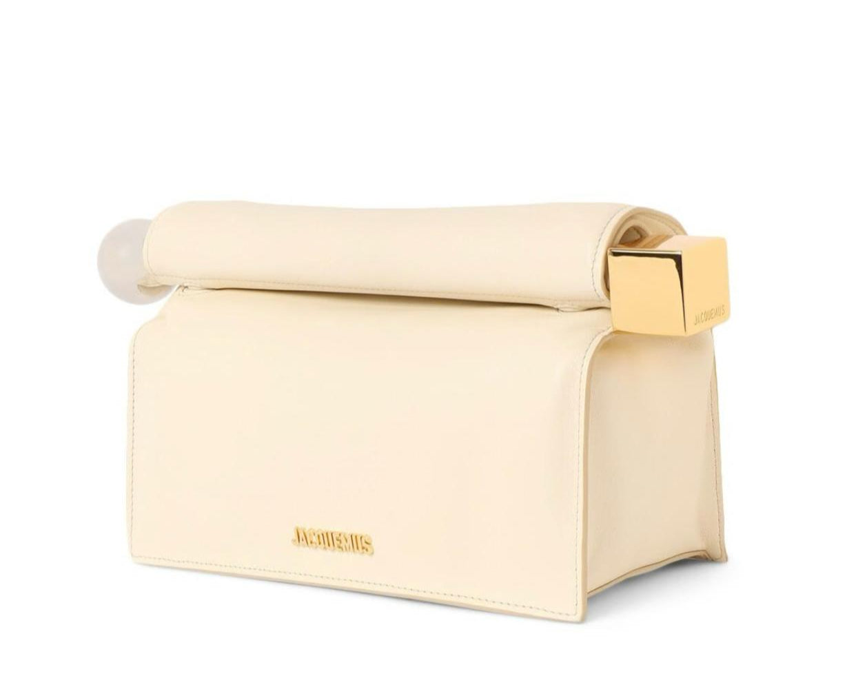 BORSA DONNA “JACQUEMUS” LA POCHETTE ROND CARRE’ PRIMAVERA ESTATE 2025 AVORIO