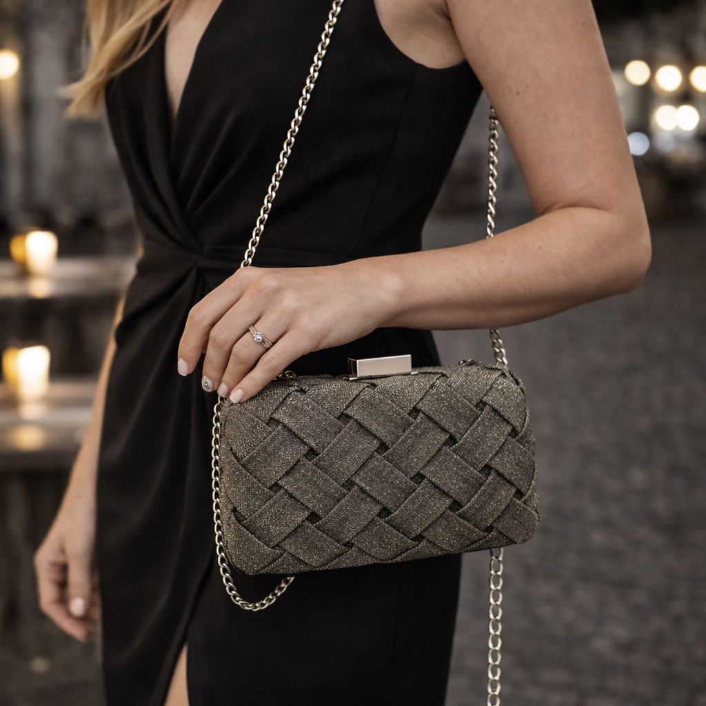 BORSA DONNA “MENBUR" 85143 0071 CLUTCH LAMINATO ORO
