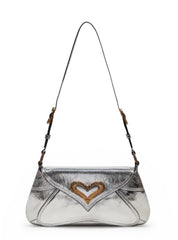 BORSA DONNA “PINKO ” 520 SHOULDER CLASSIC FL PELLE LAMINATO ARGENTO
