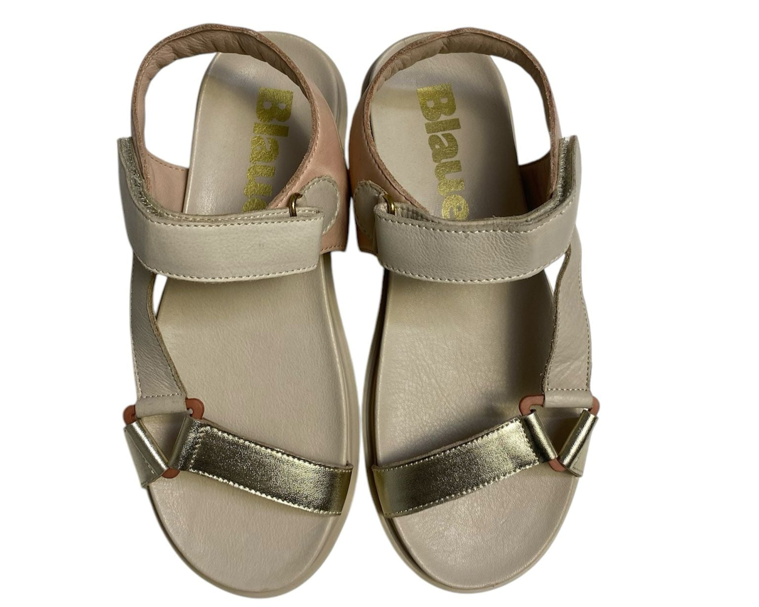 SANDALI DONNA “BLAUER ” ELSIE07 PRIMAVERA ESTATE 2025 PELLE BEIGE/PLATINO