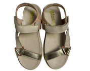 SANDALI DONNA “BLAUER ” ELSIE07 PRIMAVERA ESTATE 2025 PELLE BEIGE/PLATINO