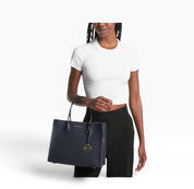 Borsa Donna “MICHAEL KORS” MERCER 35T2GM9S3L LARGE SATCHEL LEATHER NAVY BLU
