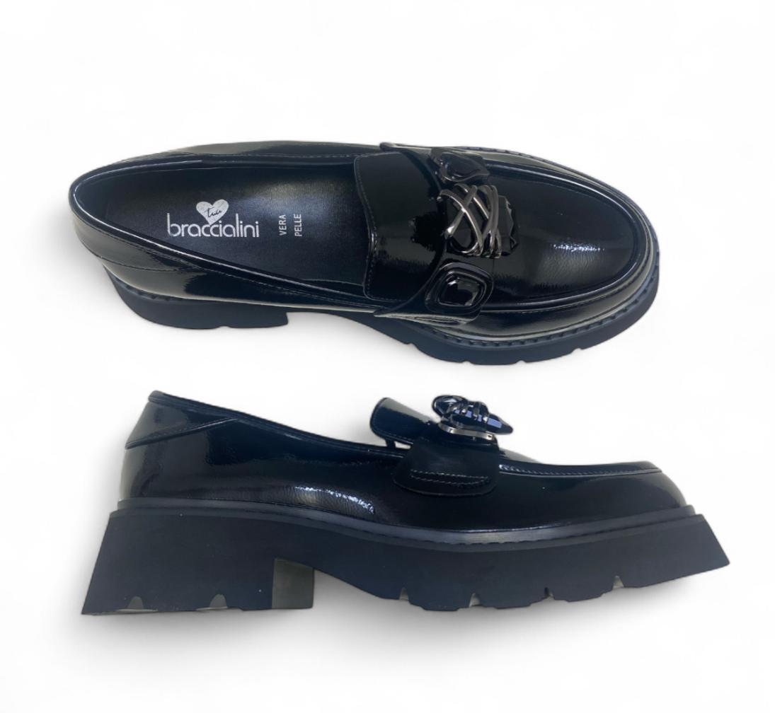 Mocassini Donna “Braccialini” L38 Vernice Nero