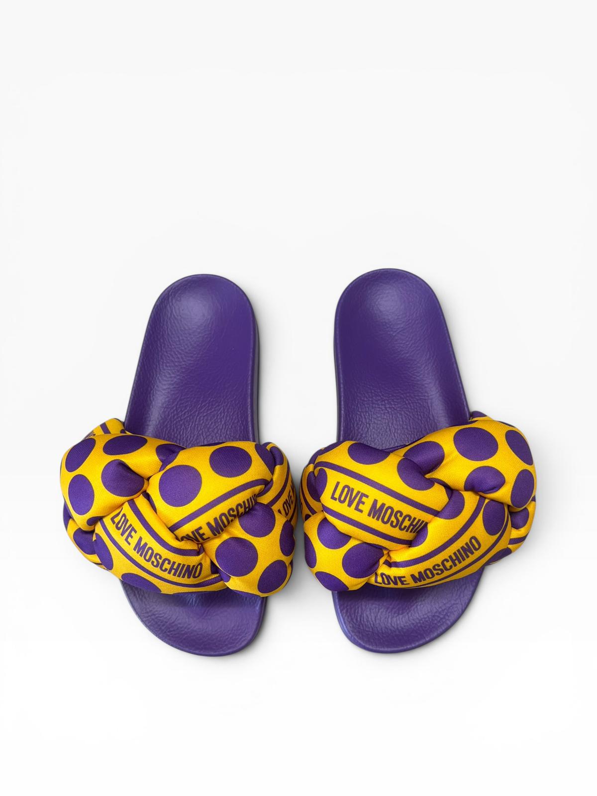 Sandali Ciabatte Donna "LOVE MOSCHINO" JA28272G0IIW040A Sabotd Pool 25 Foulard Lilla/Giallo