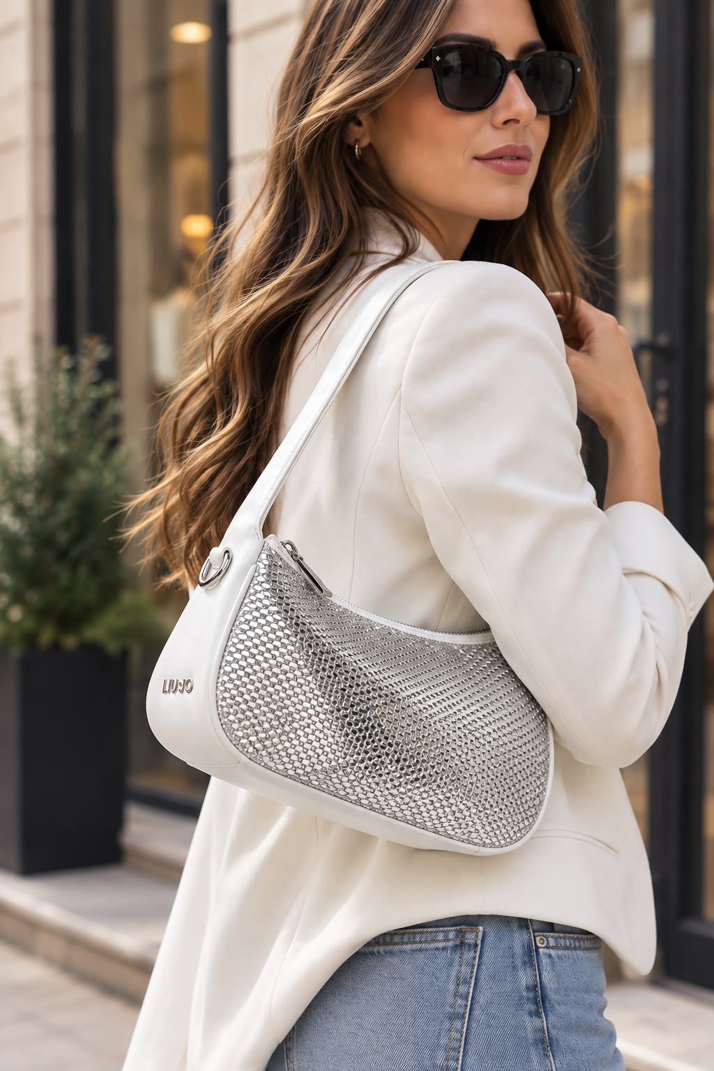 BORSA DONNA “LIU JO” AA3D44 T0426 XS HOBO BIANCO+CRISTAL