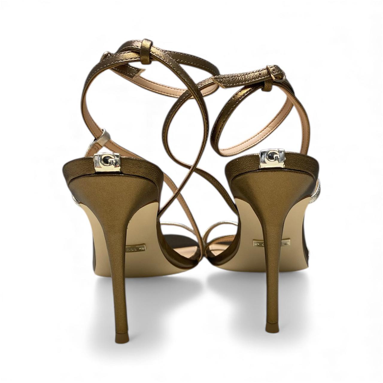 SANDALI DONNA “GUESS” FL5KADLEM03 Pelle Metallic Platino