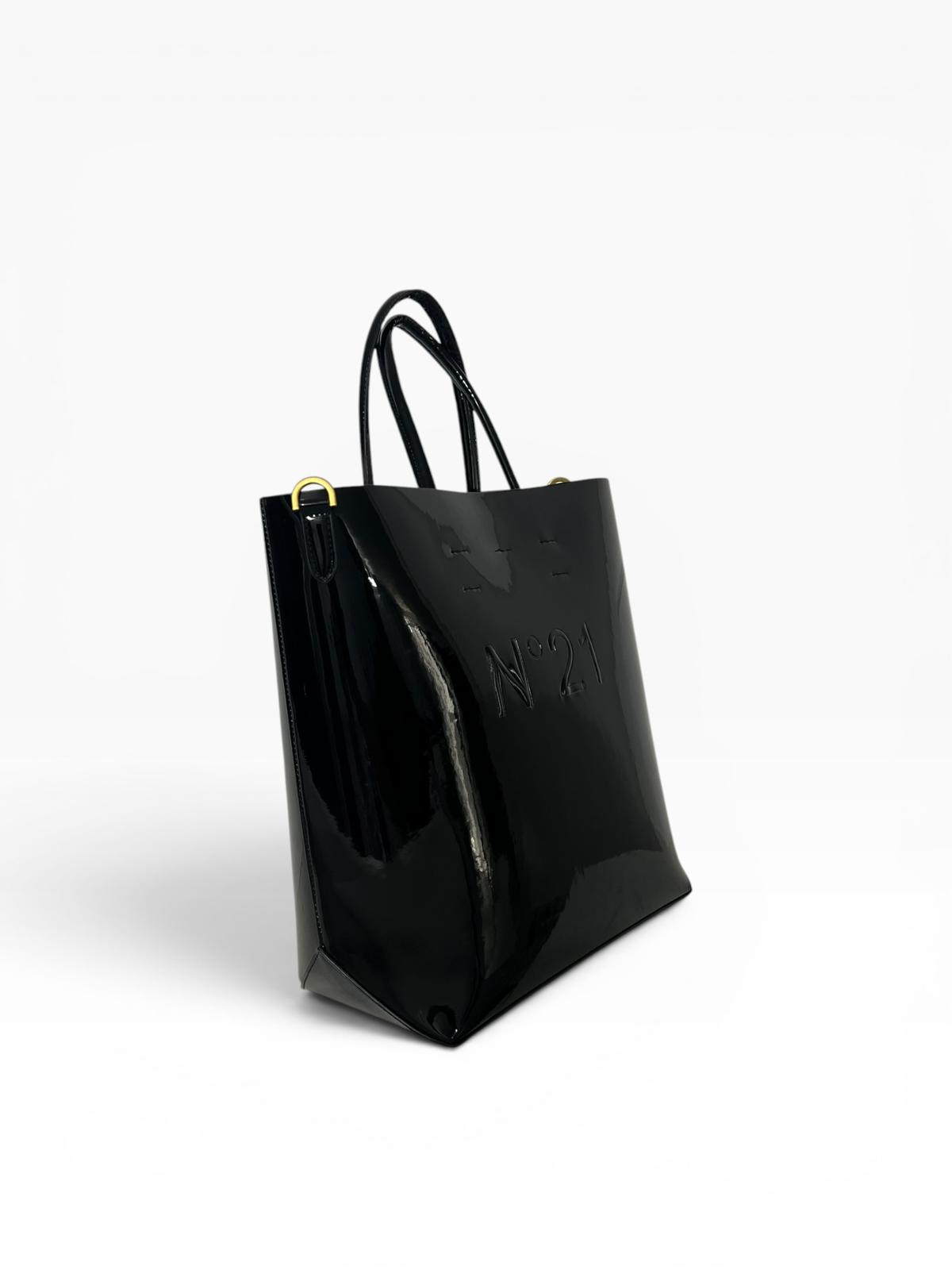 Borsa Donna "N°21" TOTE VERTICALE PELLE VERNICE NERO