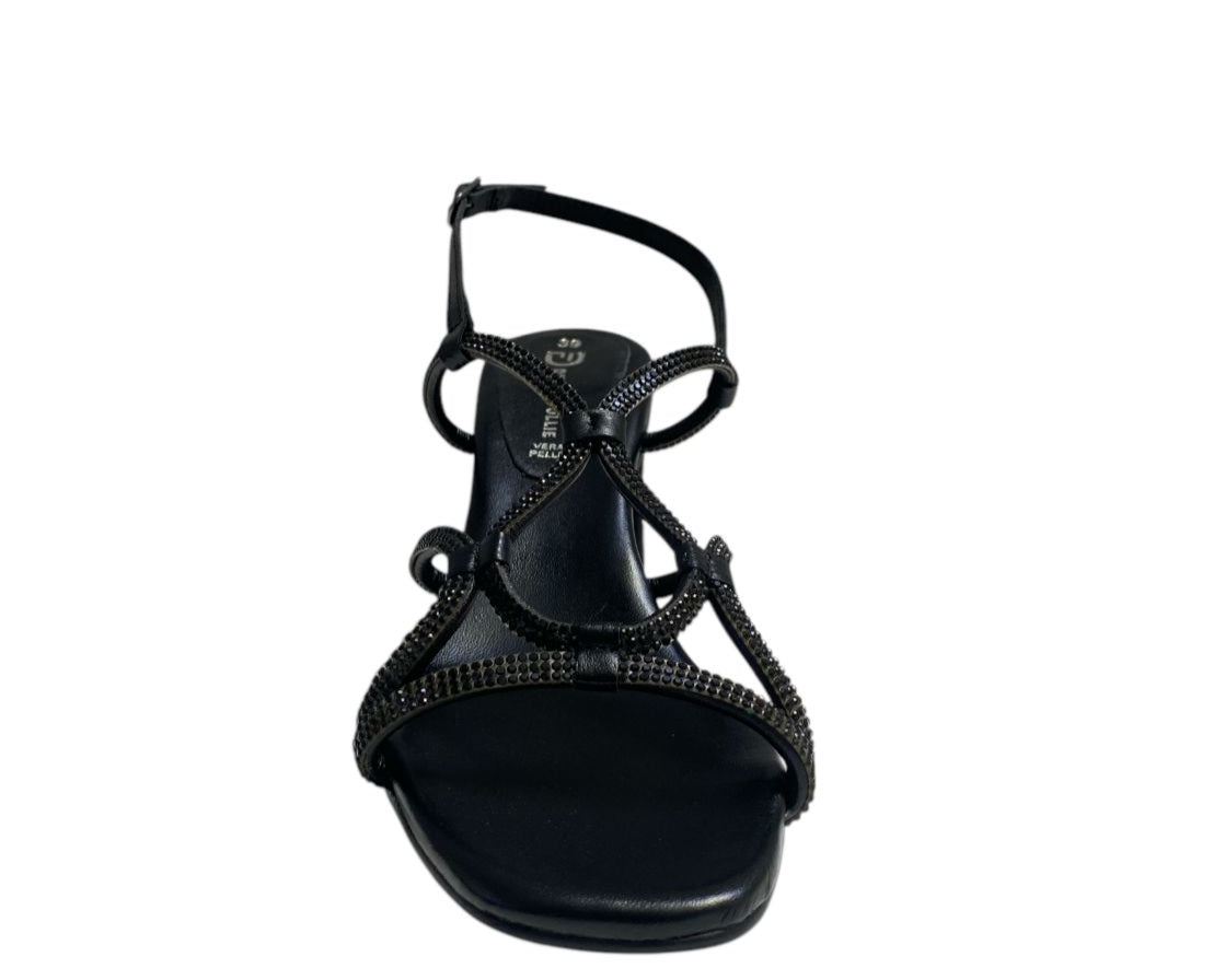 SANDALI GIOIELLO DONNA "DIVINE FOLLIE" 24203 VERA PELLE NERO /STRASS PRIMAVERA/ESTATE 2025