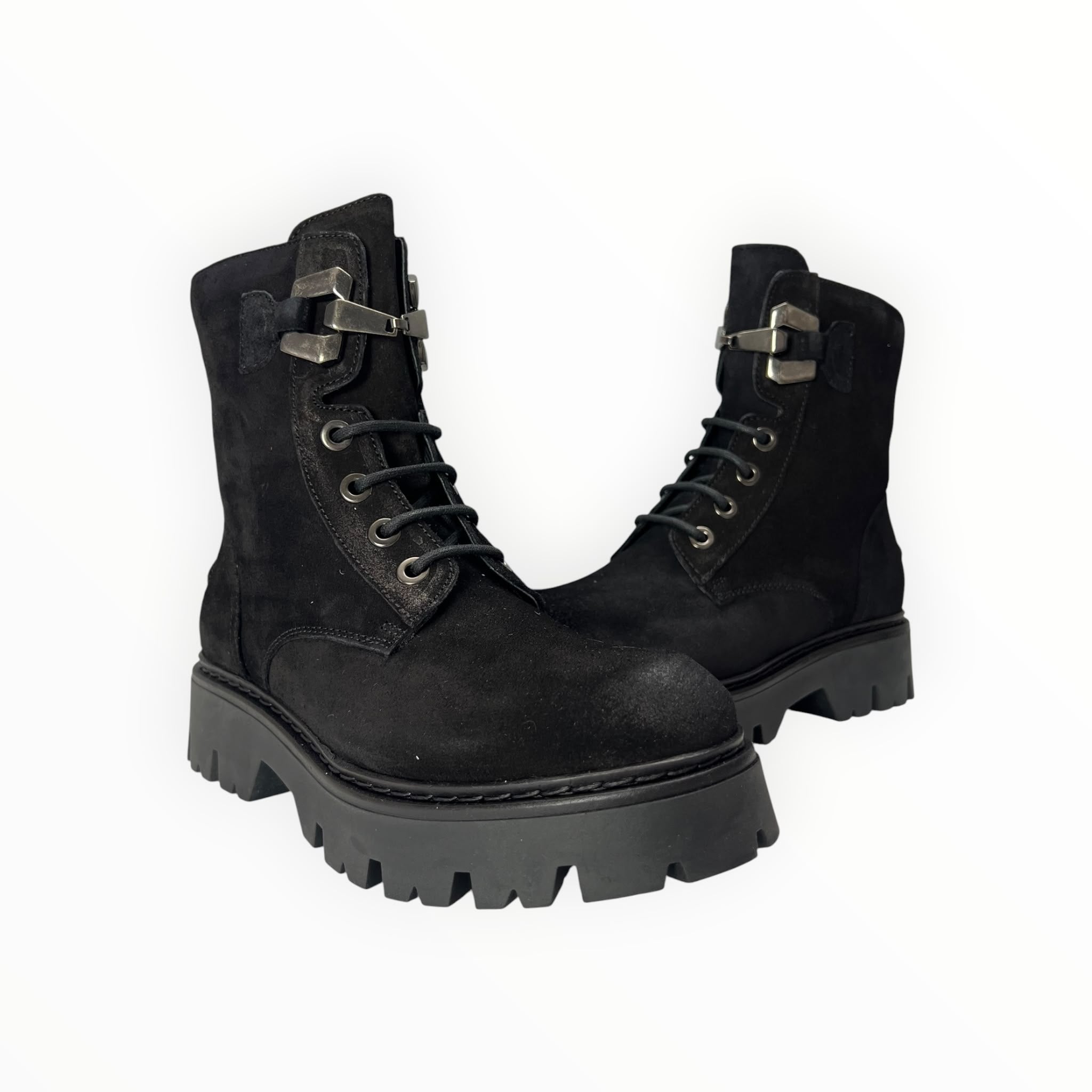 Stivaletti Anfibio Donna "CAFè NOIR" C1 FM6013 Pelle Nero