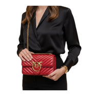 BORSA DONNA “PINKO ” LOVE ONE MINI SHEEP NAPPA CHEVRON ROSSO