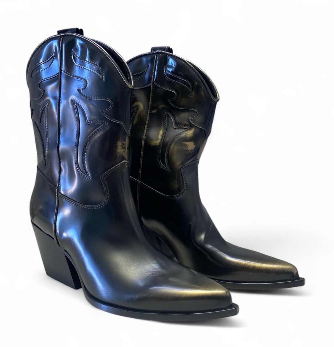 Stivaletti Texani Donna “ELENA IACHI" E2016-TA  Pelle  Nero/Oro