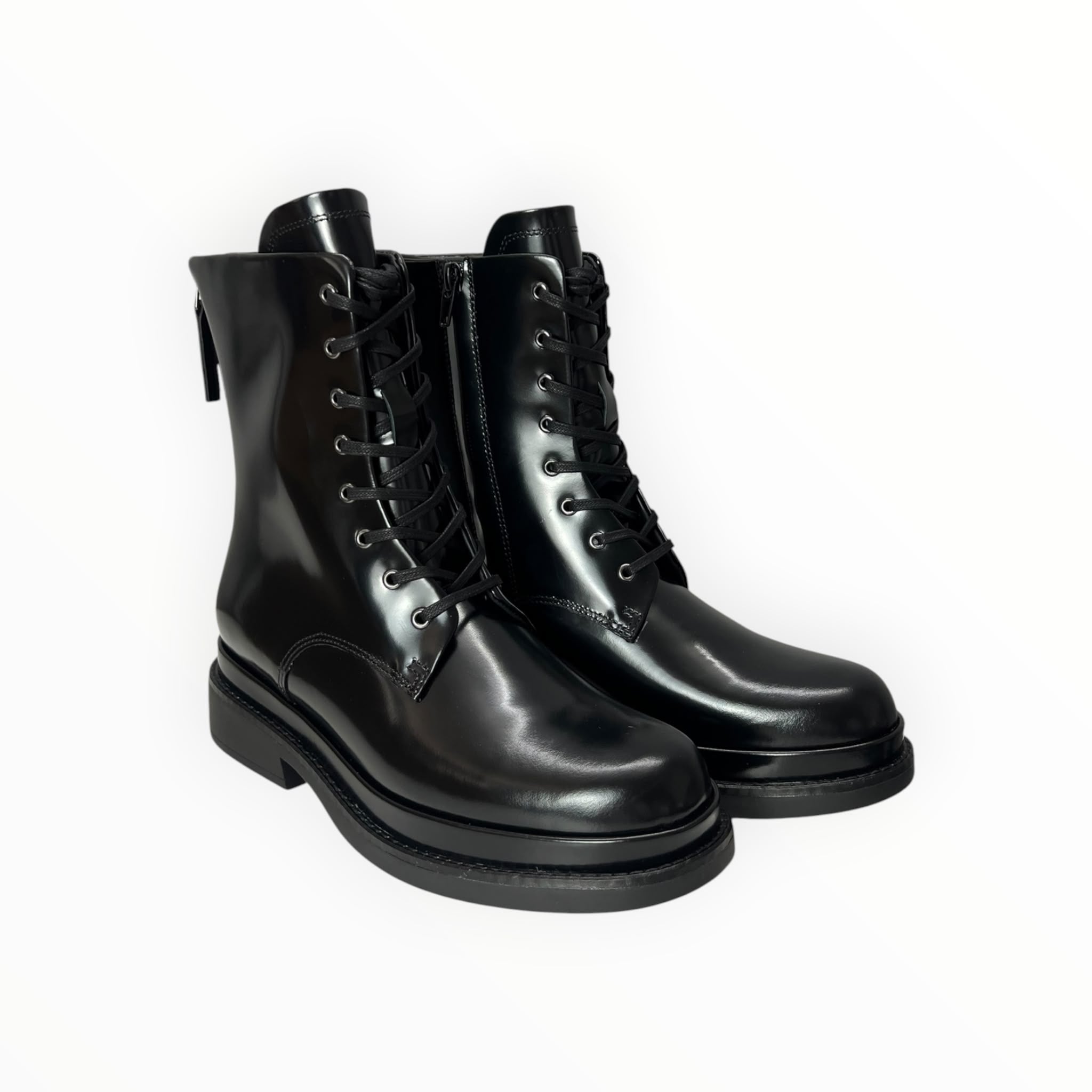 Stivaletti Anfibio Donna “ELVIO ZAN" EC0801X Pelle Abrasivato Nero