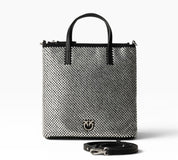 BORSA DONNA “PINKO ” SHOPPER MINI FULL STRASS JEWEL LOGO Z99F NERO+STRASS