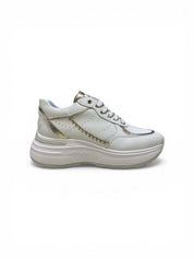 Sneakers Donna "JANET & JANET" J-060 Vera Pelle Bianco  Oro