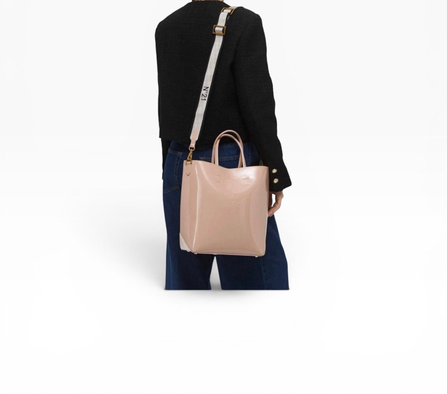 Borsa Donna "N°21" TOTE VERTICALE PELLE VERNICE NUDE
