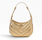 BORSA DONNA “PINKO ” HALF MOON MINI FL WRINKLED METAL LEATHER ZZLQ ORO