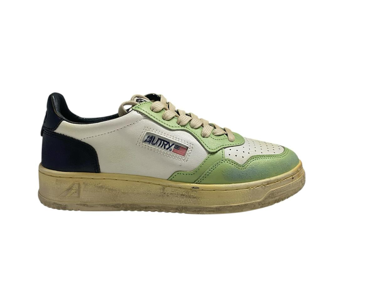 SNEAKERS DONNA “AUTRY” MEDALIST VINTAGE AVLW  PELLE BIANCO/VERDE/BLU