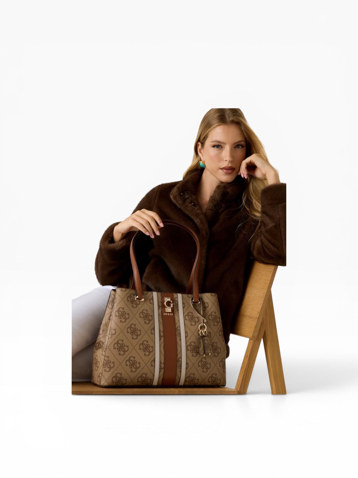 BORSA Donna “GUESS” SO7838230 Erenia Tote Logo Marrone/Cuoio