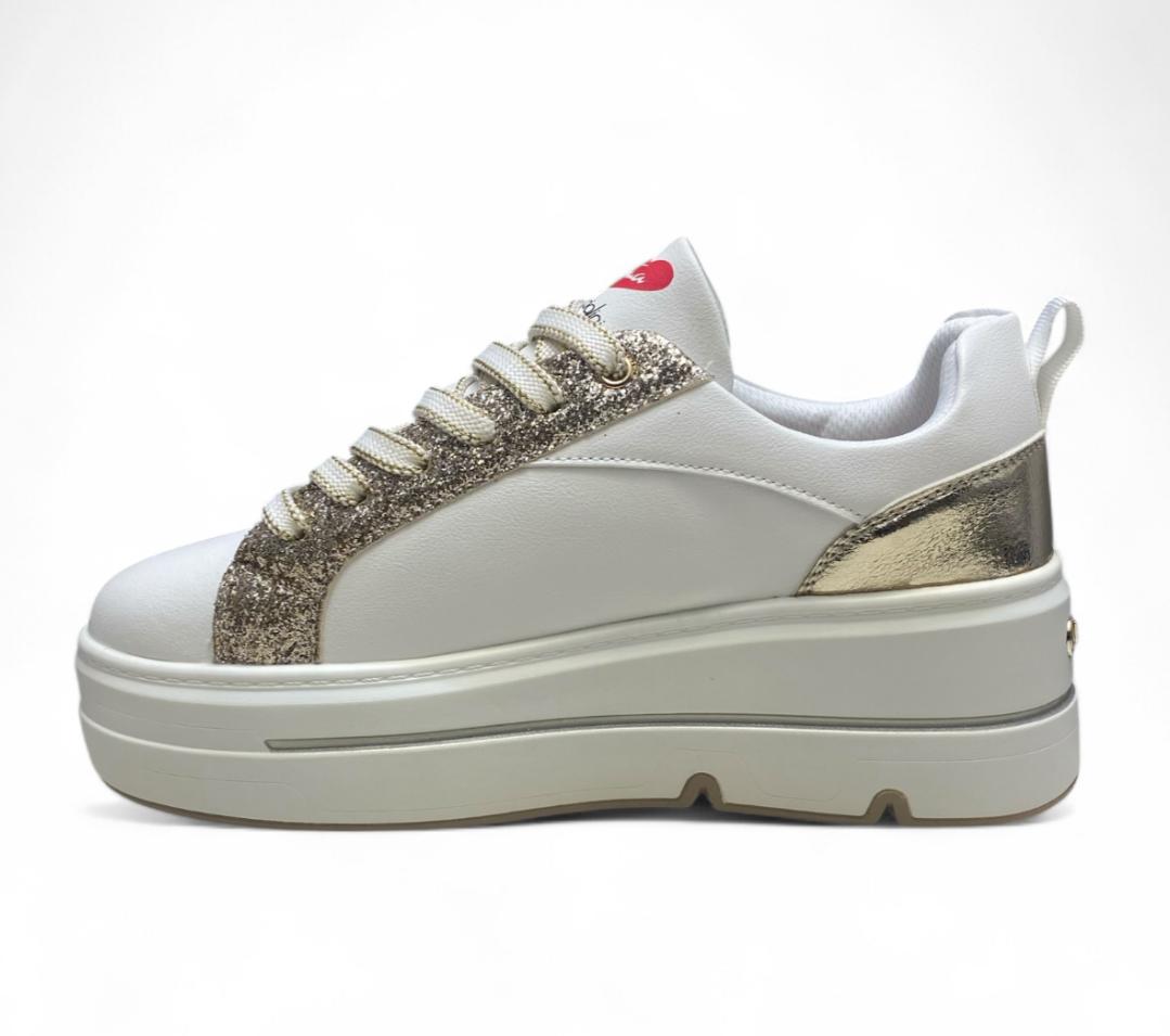 Sneakers Donna "BRACCIALINI" BA139  Bianco/Oro