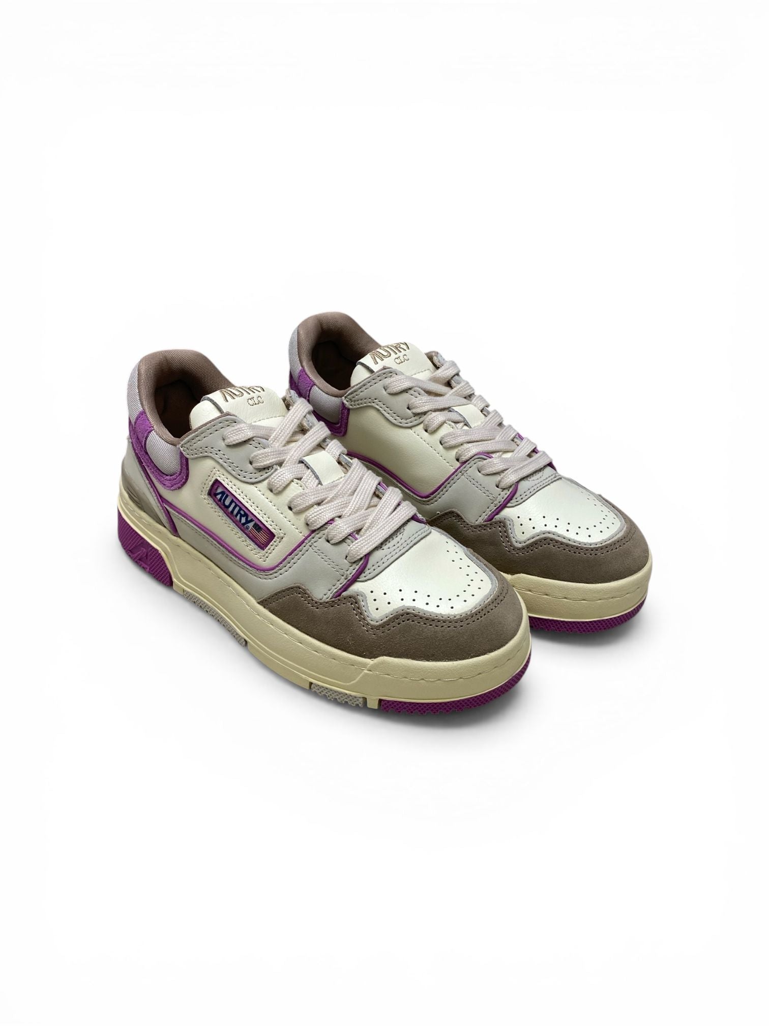 SNEAKERS DONNA “AUTRY” CLC ROLW UN02 PELLE BEIGE/FUCSIA