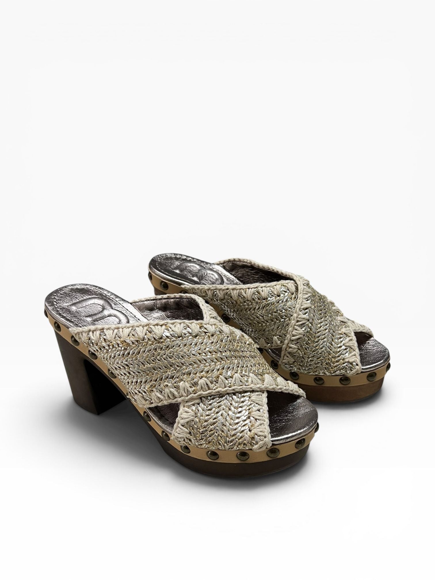 Sandali Tacco Plateau Donna "MOU" MU.HIGHWOODSIN SILWO Beige/Oro