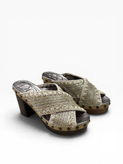 Sandali Tacco Plateau Donna "MOU" MU.HIGHWOODSIN SILWO Beige/Oro