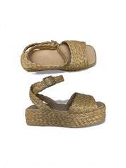 Sandali Zeppa Donna “ANTOLINA” AN13020.003 Rafia Pergamena Nude