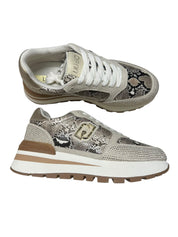 SNEAKERS DONNA “LIU JO” AMAZING 25 S3815 SUEDE/STRASS/PYTHON BEIGE/ORO
