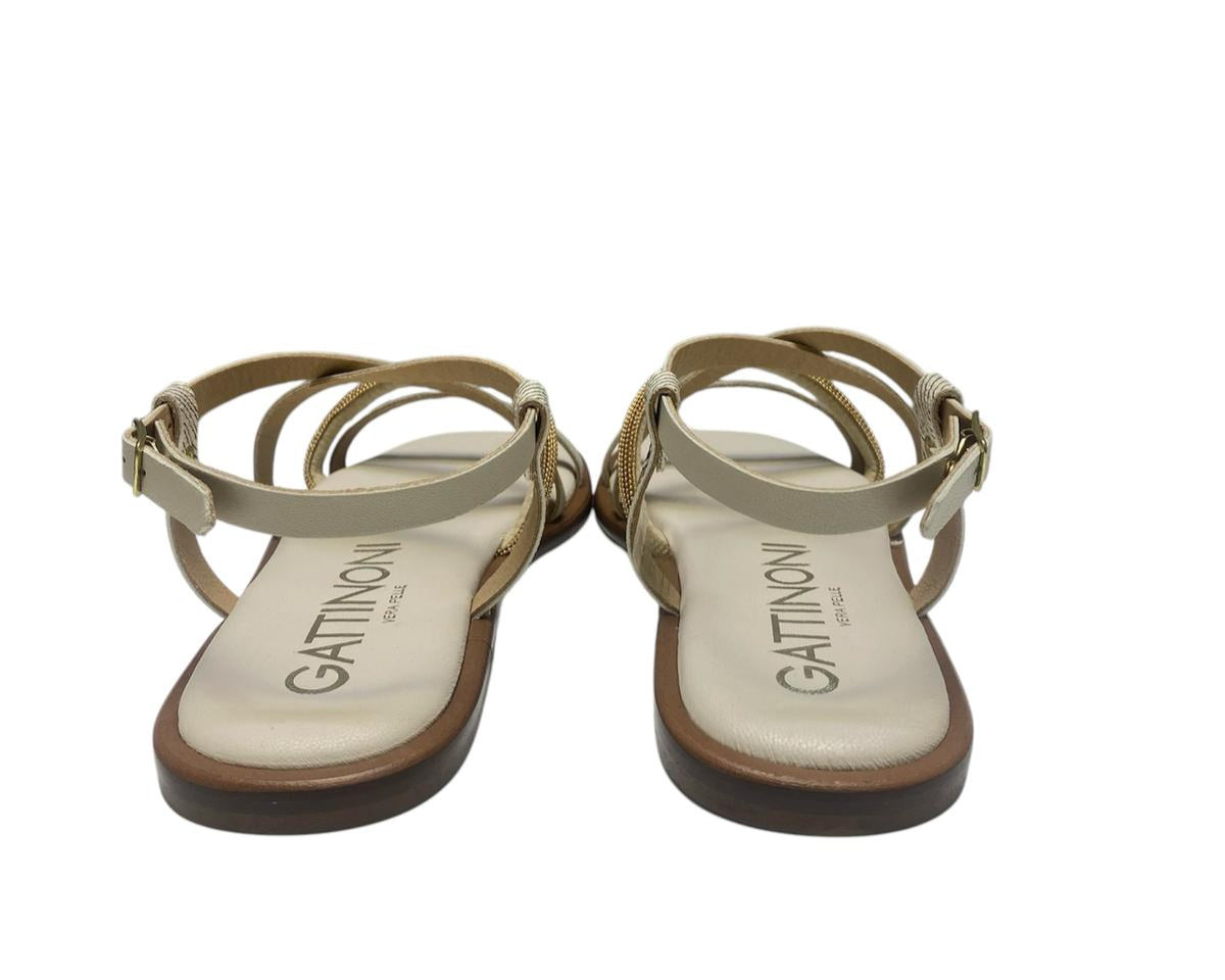 SANDALI CIABATTE DONNA “GATTINONI CIRCUS” HANNA16 PRIMAVERA ESTATE 2025 VERA PELLE BEIGE