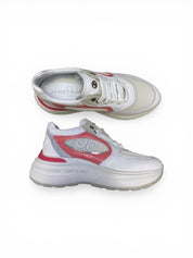 Sneakers Donna "JANET & JANET" J-061   Vera Pelle Bianco Rosa