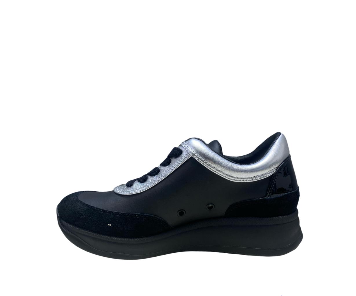 Sneakers Donna "AGILE by Rucoline" Audrey 1304 Bardolino Nero-Argento
