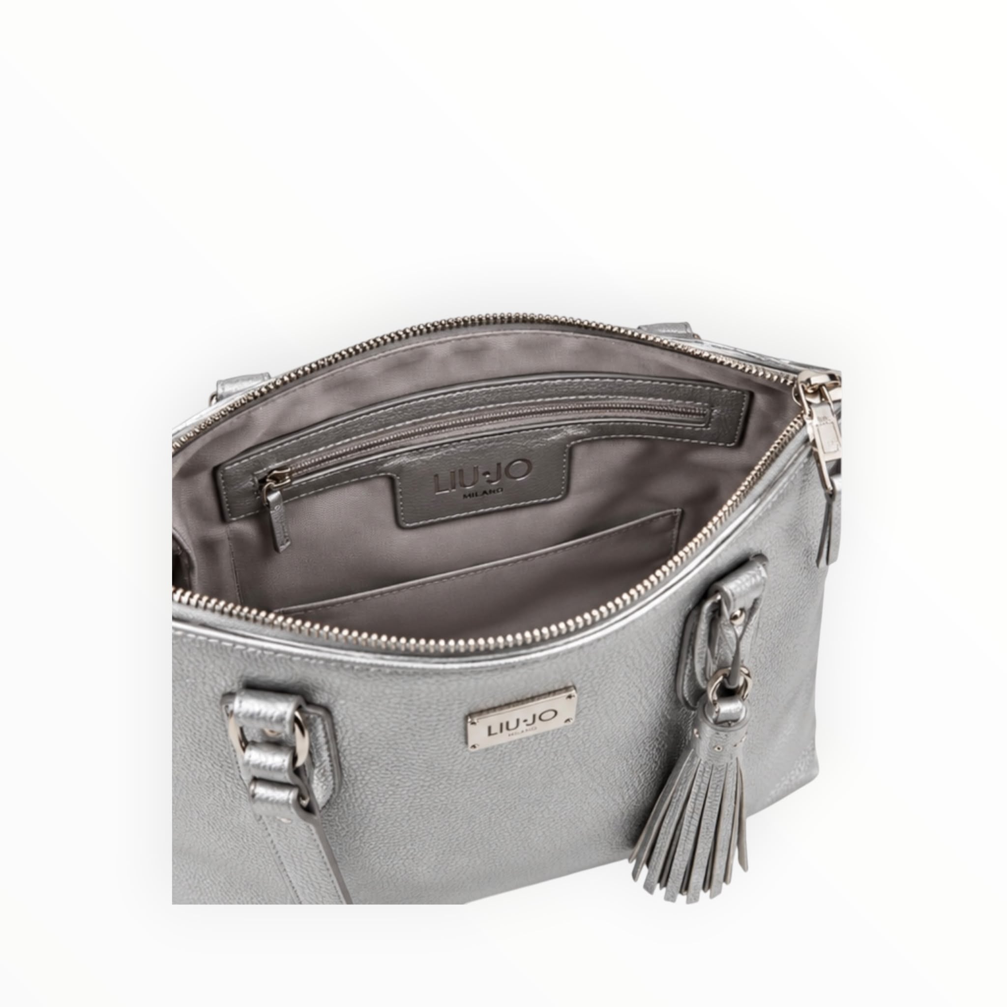 BORSA DONNA “LIU JO” O19038 E0027  TOTE BAG  SILVER ARGENTO