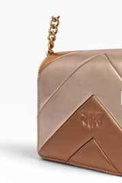 BORSA DONNA “PINKO ” LOVE CLICK MINI BIG CHEVRON INTARSI B31Q NAPPA ZUCCA ANTIQUE GOLD