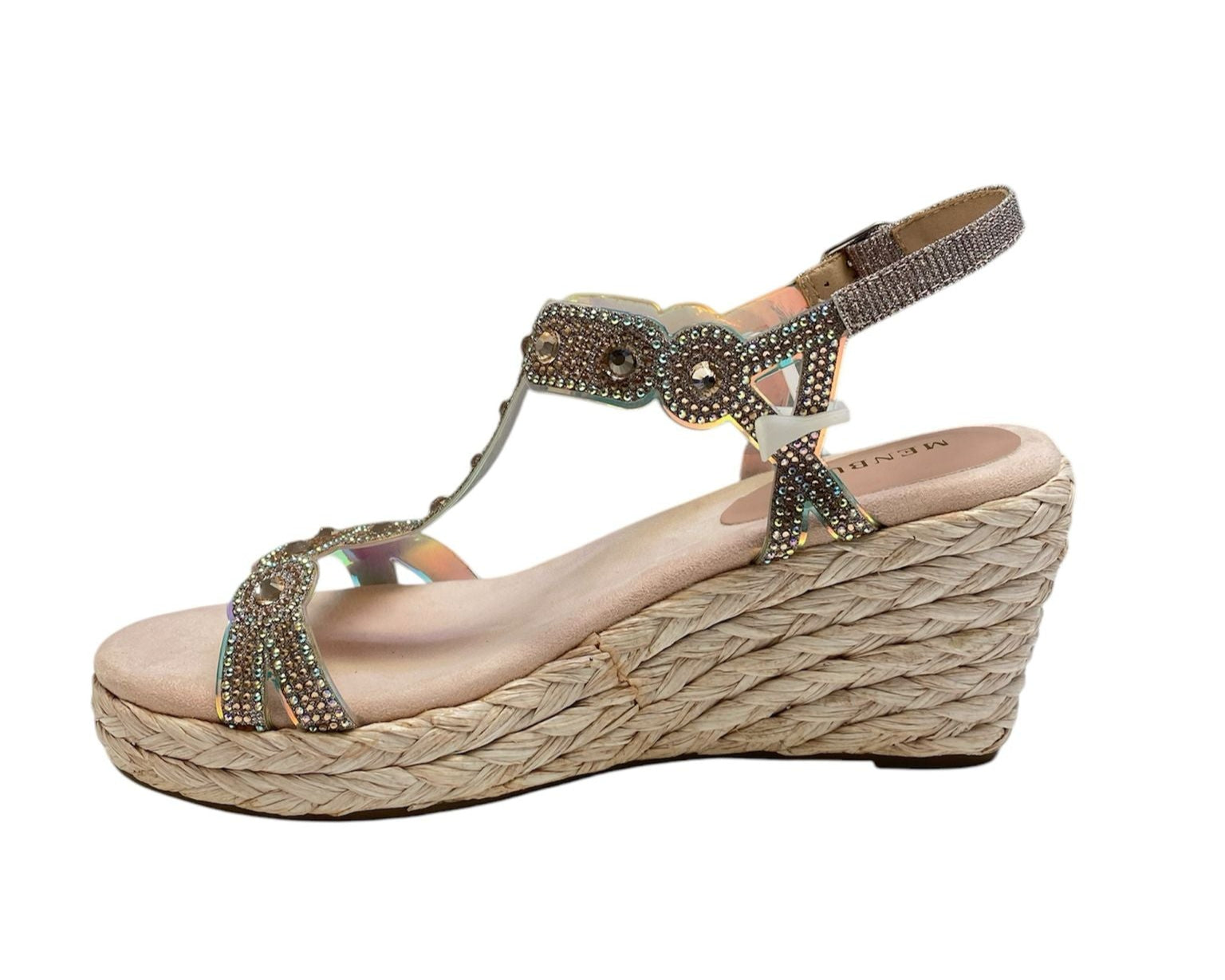 SANDALI ZEPPA "MENBUR" PRIMAVERA ESTATE 2025 RAFIA + STRASS ROSA 23661