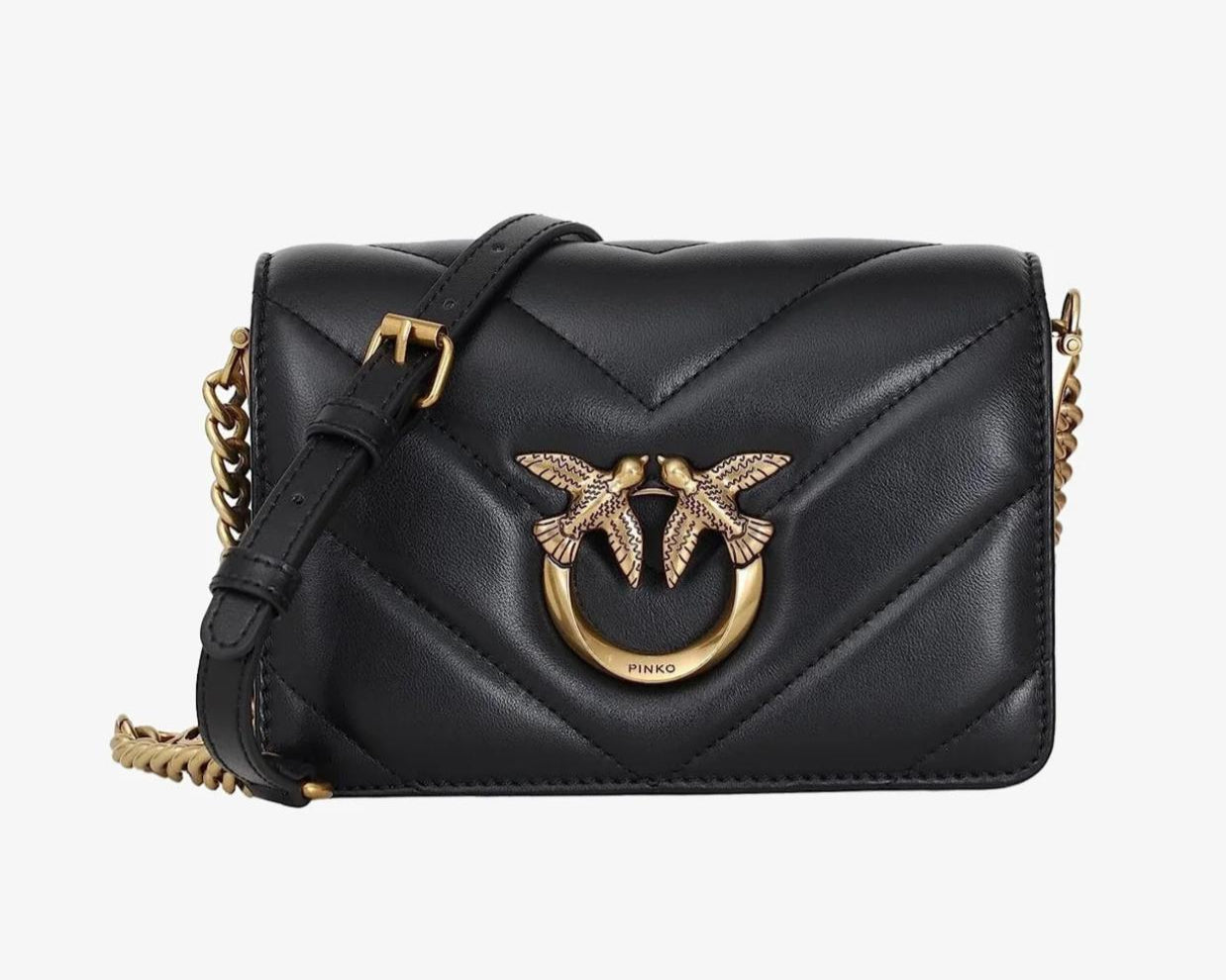 BORSA DONNA “PINKO ” CLICK LOVE MINI CHEVRON    NAPPA TRAPUNTATA  NERO