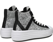 Sneakers Donna “VIRTUS PALESTRE” Venus Glitter/Leather Argento/Nero