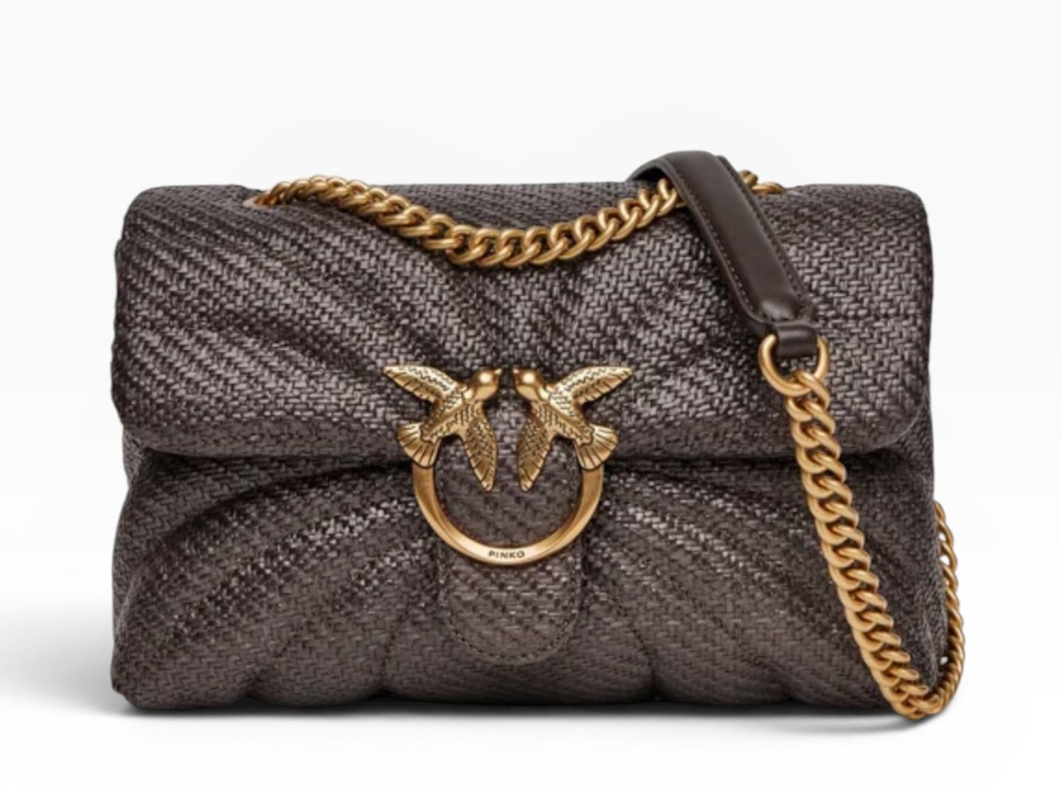 BORSA DONNA “PINKO ” LOVE PUFF CLASSIC RAFIA BUTTERFLY TESTA DI MORO