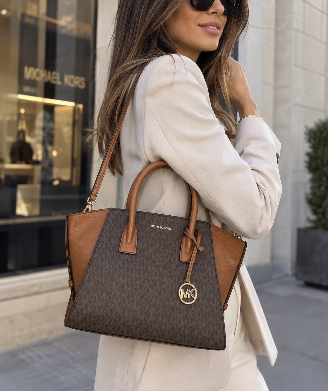 Borsa Donna “MICHAEL KORS” AVRIL 35F4G4VS3B LARGE TZ SATCHEL BROWN MARRONE