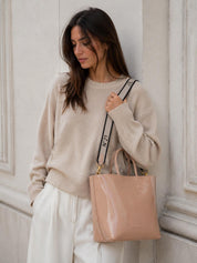 Borsa Donna "N°21" TOTE VERTICALE PELLE VERNICE NUDE