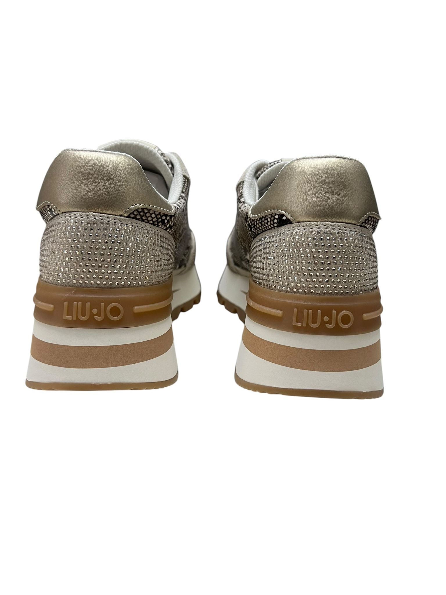 SNEAKERS DONNA “LIU JO” AMAZING 25 S3815 SUEDE/STRASS/PYTHON BEIGE/ORO