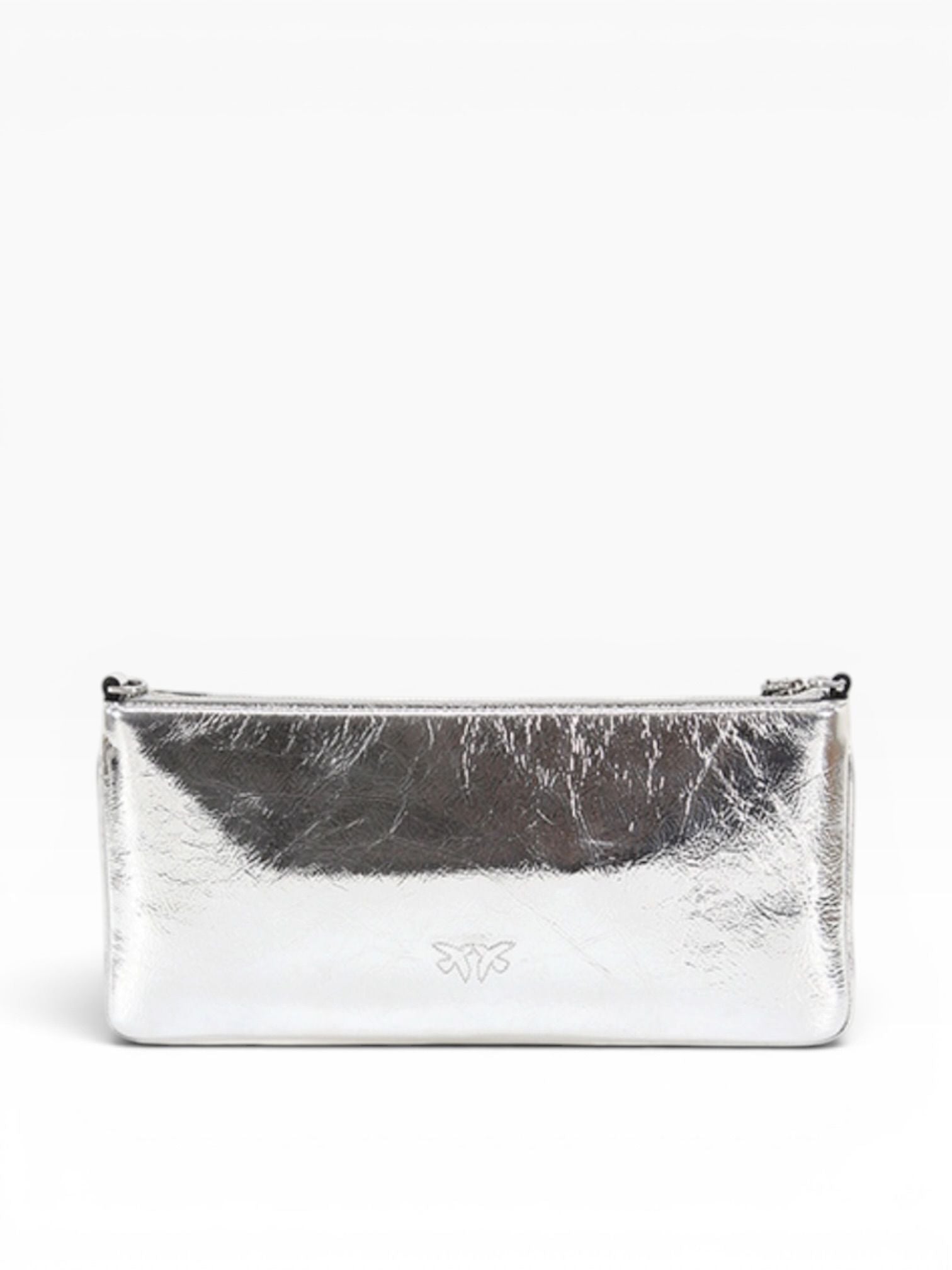 BORSA POCHETTE DONNA “HORIZONTAL FLAT  ZZFS PELLE LAMINATA ARGENTO
