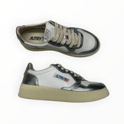 SNEAKERS DONNA “AUTRY” MEDALIST AULW WB44 PELLE BIANCO/ARGENTO METAL