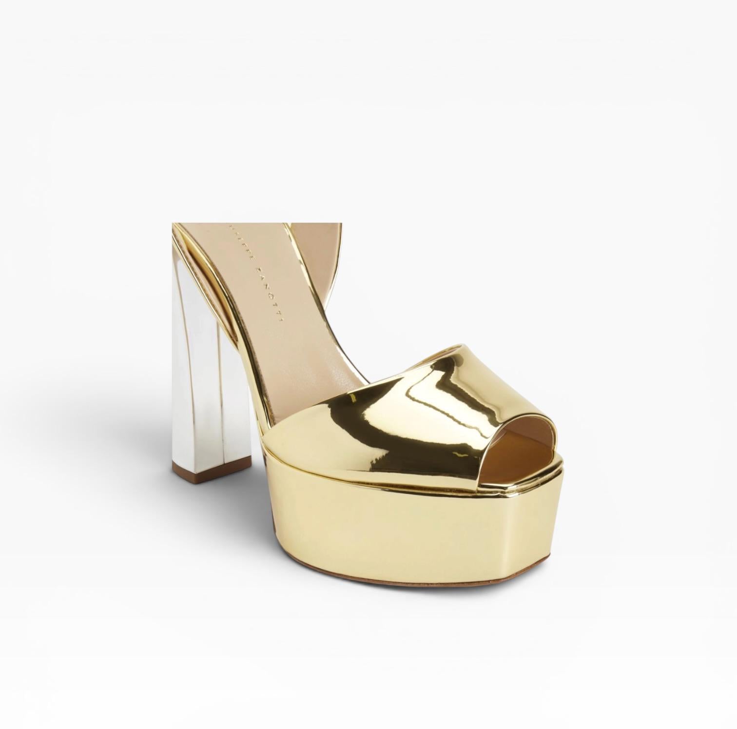 Sandali Tacco Plateau  Donna “GIUSEPPE ZANOTTI” 1I000085 OU90361SHORPE23 Specchio Oro/Argento