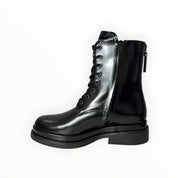 Stivaletti Anfibio Donna “ELVIO ZAN" EC0801X Pelle Abrasivato Nero