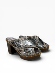 Sandali Tacco Plateau Donna "MO.HIGHWOODDSEQRH SEQGUN  Pailletes Argento/Bronzo